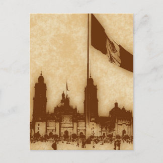 Catedral en el Zocalo del DF con la Bandera 11 Postcard