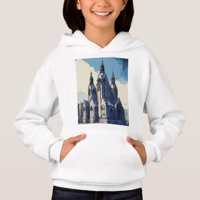 "Catedral Gótica: Boceto Rápido con Pluma Azul" (Front)