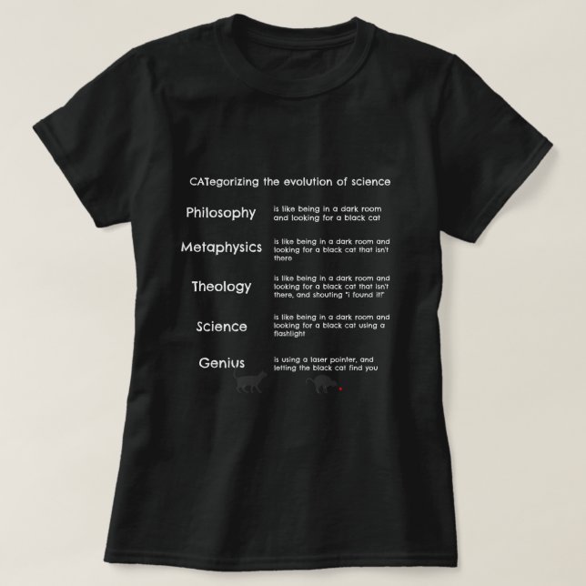 CATegorizing the evolution of science w Black Cats T-Shirt (Design Front)