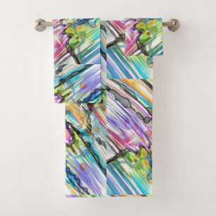 CATEGORY FIVES SWIRLING ABSTRACT ART DESIGN BATH TOWEL SET