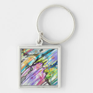 CATEGORY FIVES SWIRLING ABSTRACT ART DESIGN KEY RING