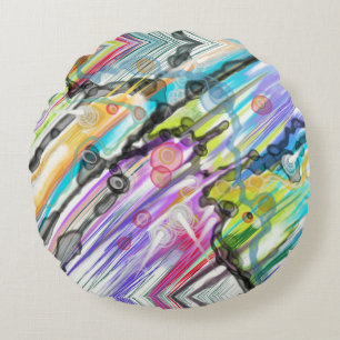 CATEGORY FIVES SWIRLING ABSTRACT ART DESIGN ROUND CUSHION