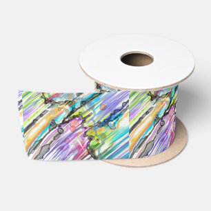 CATEGORY FIVES SWIRLING ABSTRACT ART DESIGN SATIN RIBBON