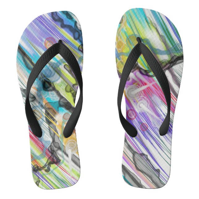 CATEGORY FIVES SWIRLING ABSTRACT ART DESIGN THONGS (Footbed)