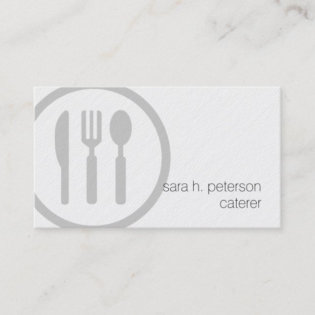 Caterer Bold Cutlery Icon Food Service Business Card (Front)