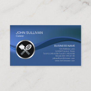 Caterer Food Chrome Spatula Icon  Business Card