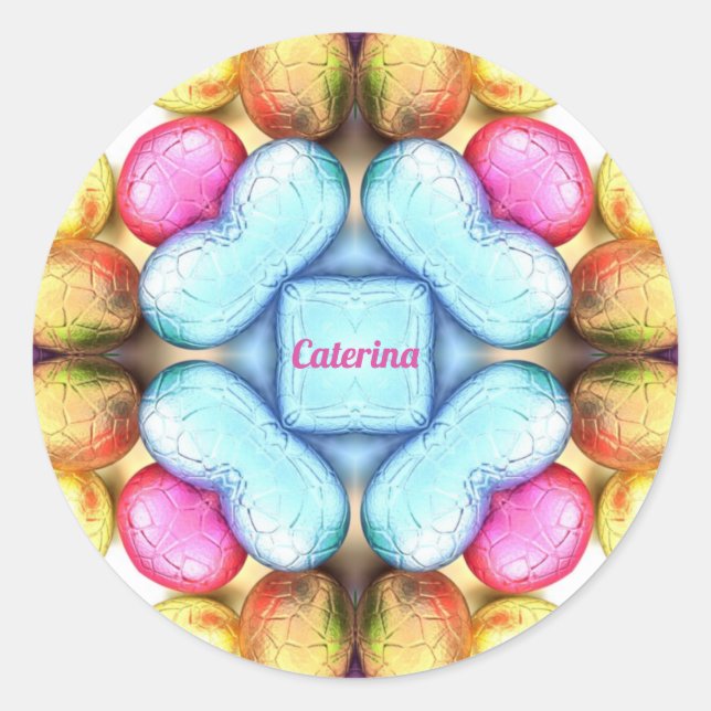 CATERINA ~EASTER ~ Pretty Eggs for Easter Giving ~ Classic Round Sticker (Front)