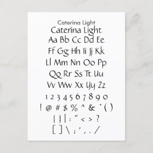 Caterina Light - Zazzle Font Sampler Sheet Postcard
