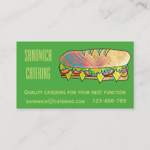 Catering business for sandwich lunch functions business card