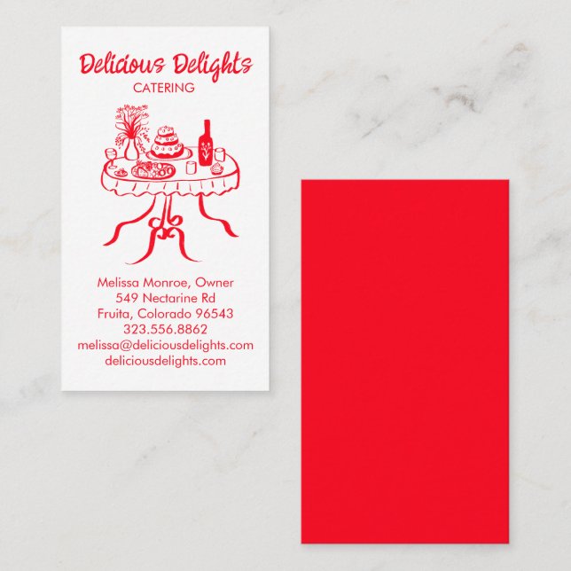 Catering Chef Event Planning Food Prep CUSTOM Business Card (Front/Back)