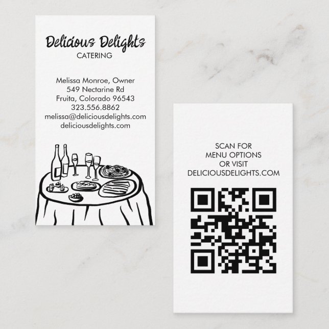 Catering Chef Event Planning Food Prep CUSTOM QR  Business Card (Front/Back)
