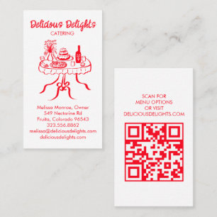 Catering Chef Event Planning Food Prep CUSTOM QR  Business Card
