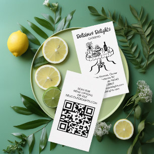 Catering Chef Event Planning Food Prep CUSTOM QR  Business Card