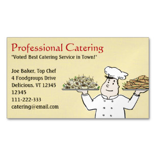 Catering Chef Holding Hors D'oeuvres Magnetic Business Card
