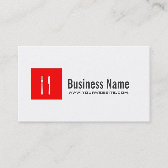 Catering Chef Modern Red Box Plain Business Card (Front)