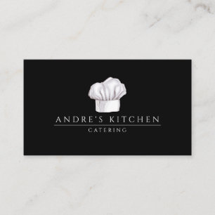 Catering Culinary Watercolor Chef's Hat Black Business Card