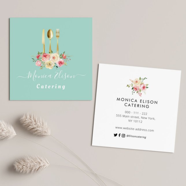 catering floral business square business card (Creator Uploaded)