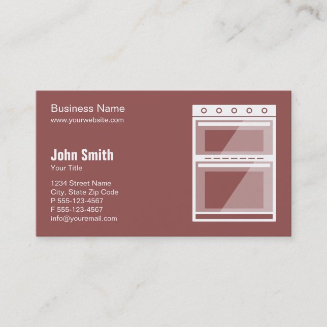 Catering oven / Appliance Repair, Service and Sale Business Card (Front)