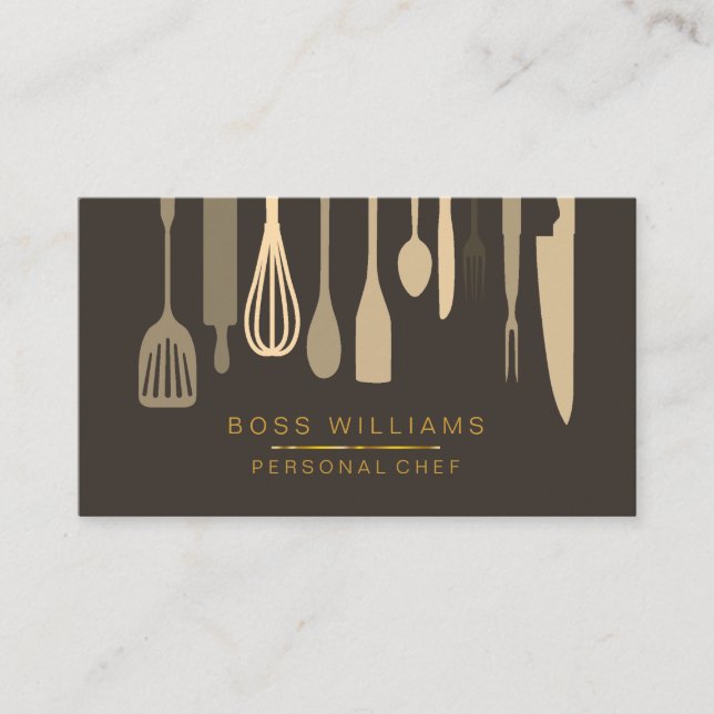Catering Personal Chef Kitchen Utensils Business Card (Front)