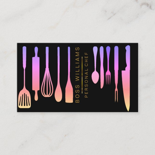 Catering Personal Chef Kitchen Utensils Business Card (Front)