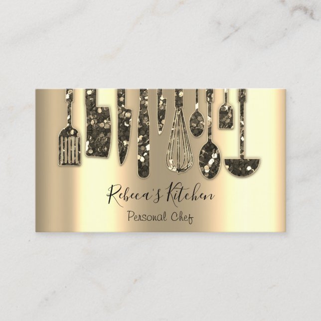 Catering Personal Chef Restaurant Gold  Sepia Business Card (Front)