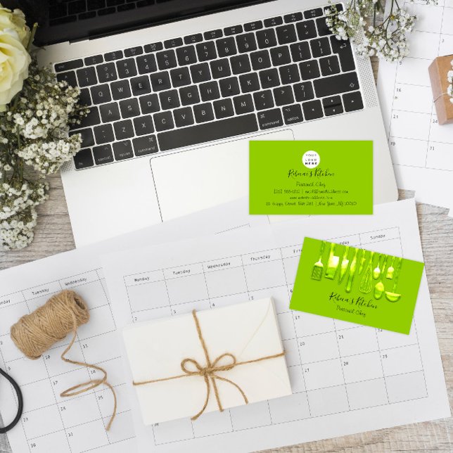 Catering Personal Chef Restaurant Green Lemon Business Card (Catering Personal Chef Restaurant Green Lemon Business Card)