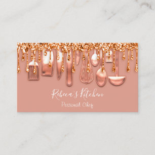 Catering Personal Chef Restaurant Rose Drip Copper Business Card