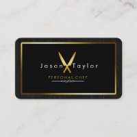 Catering Retro Black Wood Chef Gold Knife Crossed