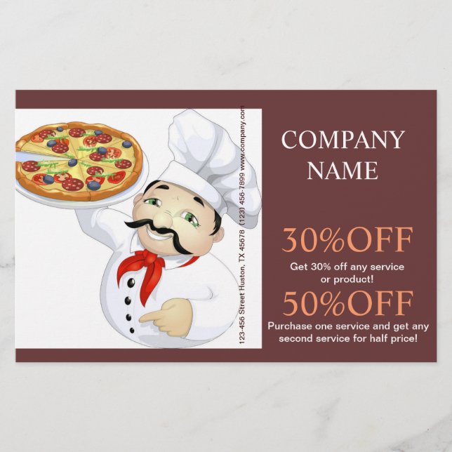 catering service deli shop Italian Food pizza Flyer (Front)