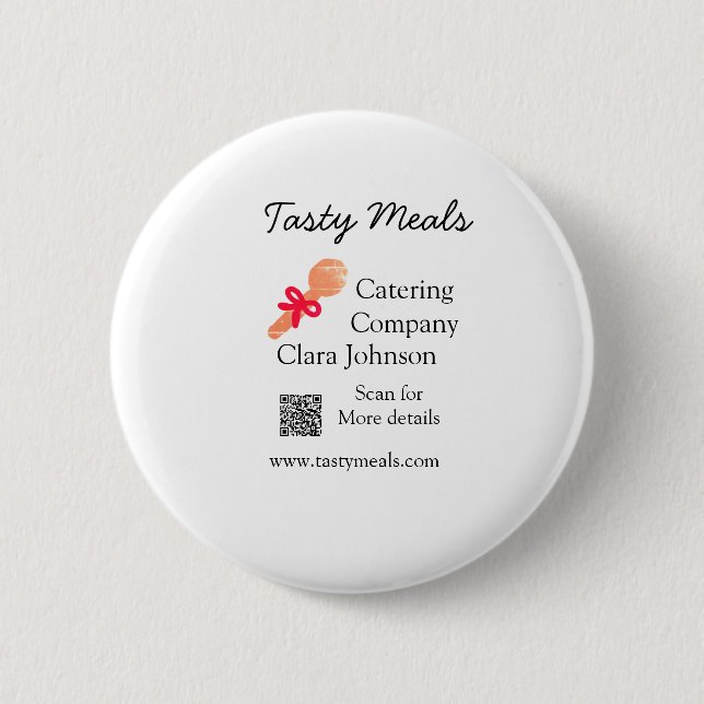 Catering services add name QR code website bakery  6 Cm Round Badge (Front)