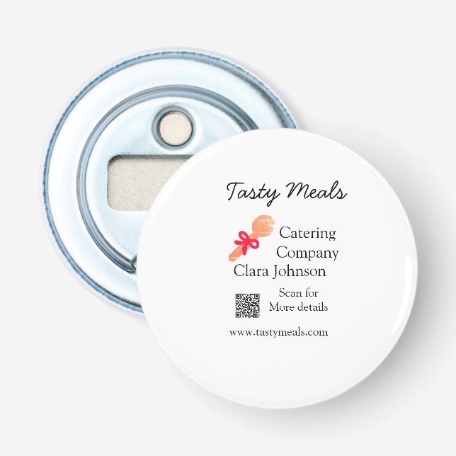 Catering services add name QR code website bakery  Bottle Opener (Front)