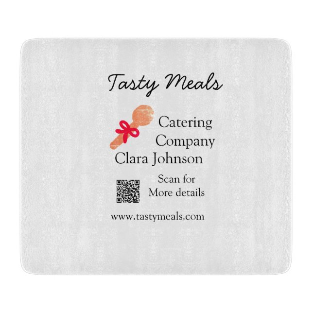 Catering services add name QR code website bakery  Cutting Board (Front)