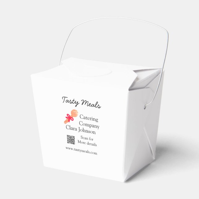 Catering services add name QR code website bakery  Favour Box (Front Side)