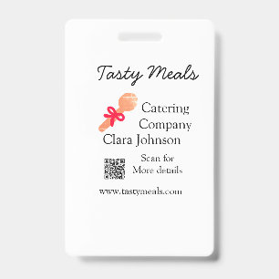 Catering services add name QR code website bakery ID Badge