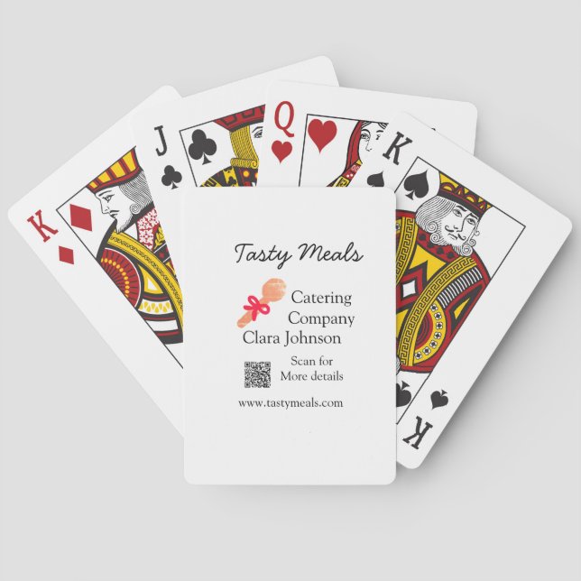 Catering services add name QR code website bakery  Playing Cards (Back)
