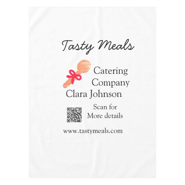 Catering services add name QR code website bakery  Tablecloth (Front)
