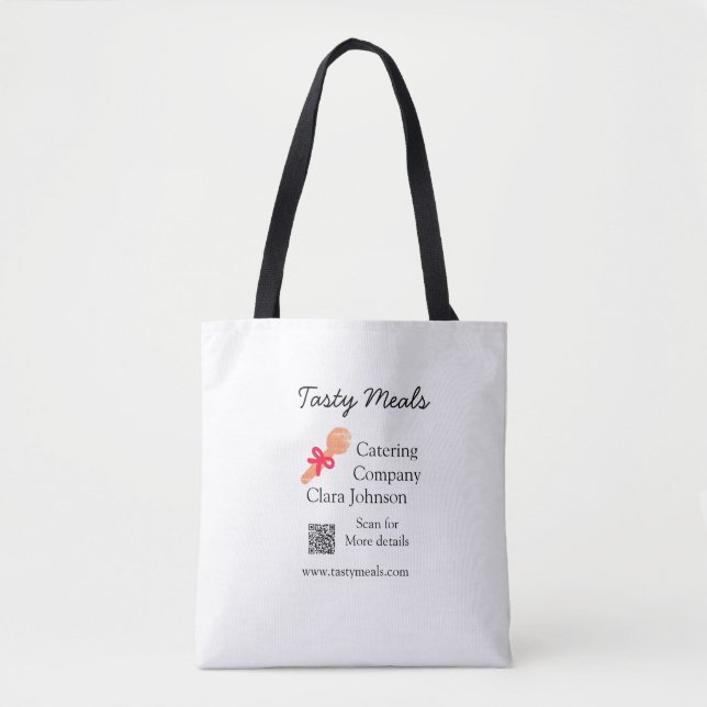 Catering services add name QR code website bakery  Tote Bag (Front)