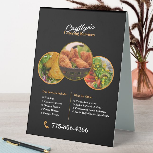 Catering Services Custom  Table Tent Sign (In SItu (Table))