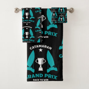 Catermaran Hydrofoil Sailboat Racing Bath Towel Set