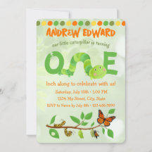 Caterpillar 1st Birthday Invitation