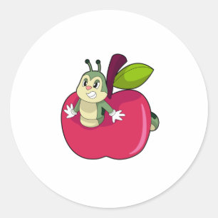 Caterpillar Apple Classic Round Sticker