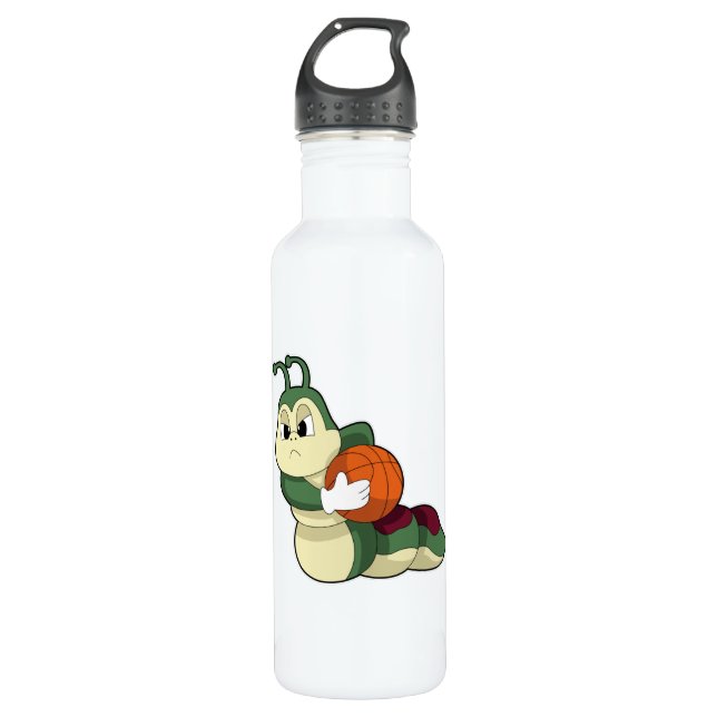 Caterpillar as Basketball player with Basketball 710 Ml Water Bottle (Front)