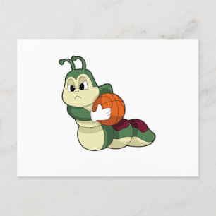 Caterpillar as Basketball player with Basketball Postcard
