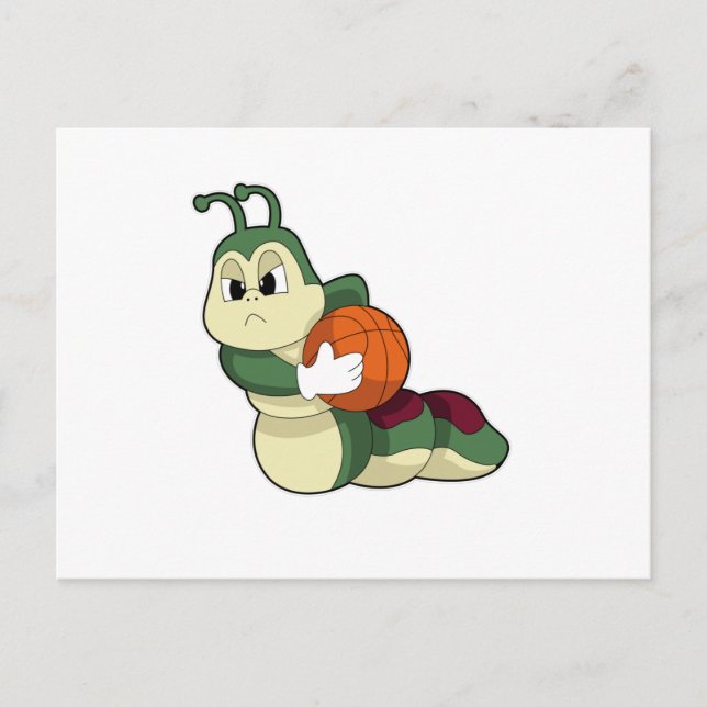 Caterpillar as Basketball player with Basketball Postcard (Front)