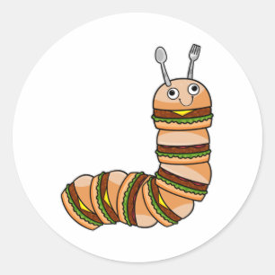 Caterpillar as Cheeseburger with Beef & Salad Classic Round Sticker