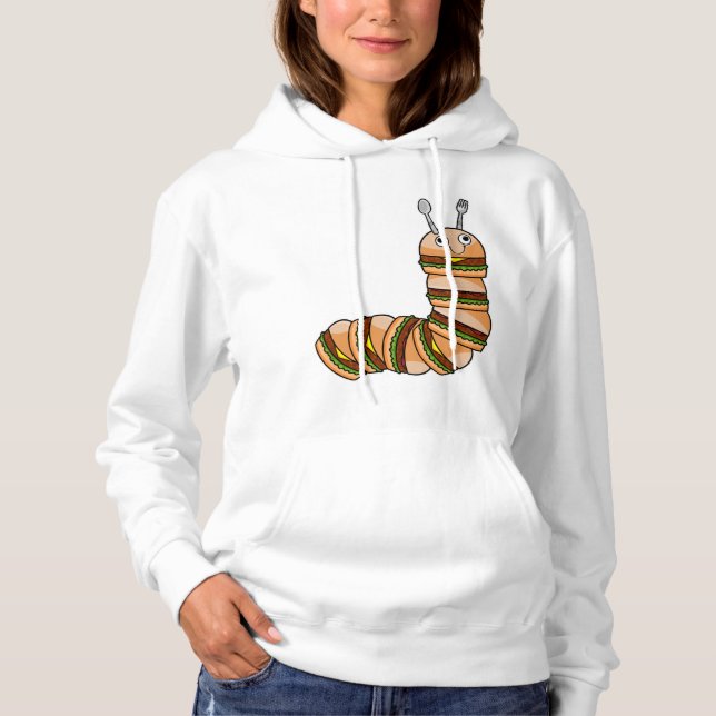Caterpillar as Cheeseburger with Beef & Salad Hoodie (Front)