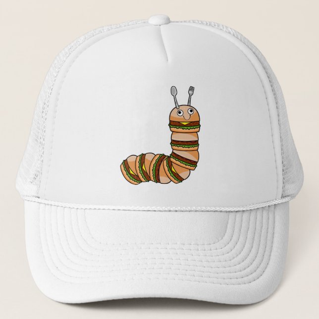 Caterpillar as Cheeseburger with Beef & Salad Trucker Hat (Front)