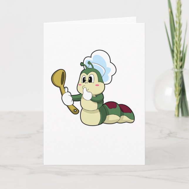 Caterpillar as Chef with Wooden spoon Card (Front)