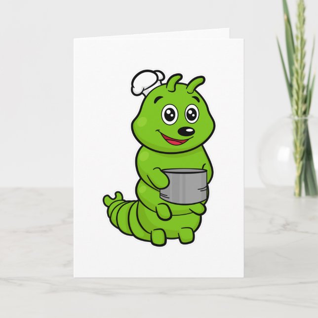 Caterpillar as Cook with Cooking pot Card (Front)