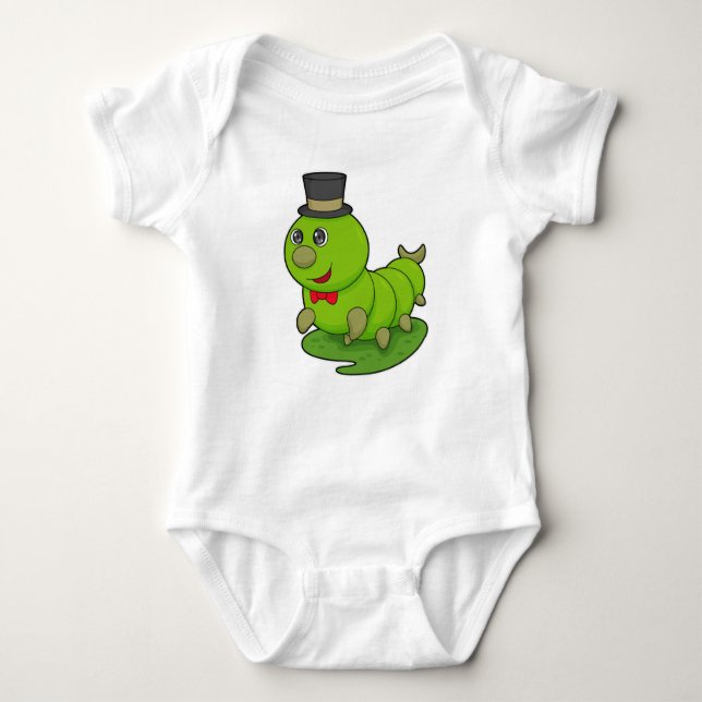 Caterpillar as Gentleman with Cylinder Baby Bodysuit (Front)